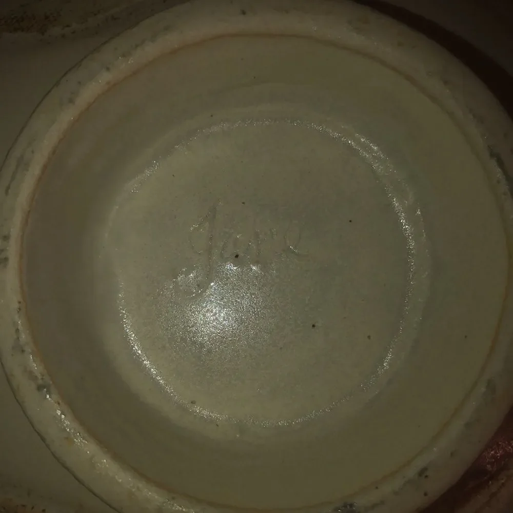 Vintage Hand Made Pottery Bowl Ivory Wheat Leaves